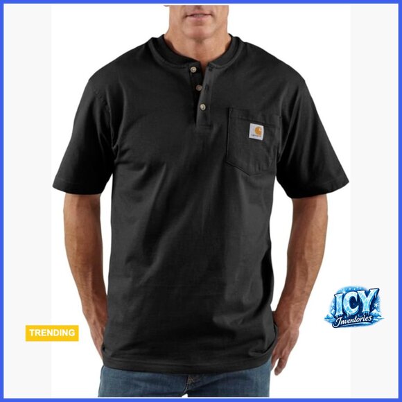 Heavyweight Pocket Henley T-Shirt Loose Fit Short-Sleeve
